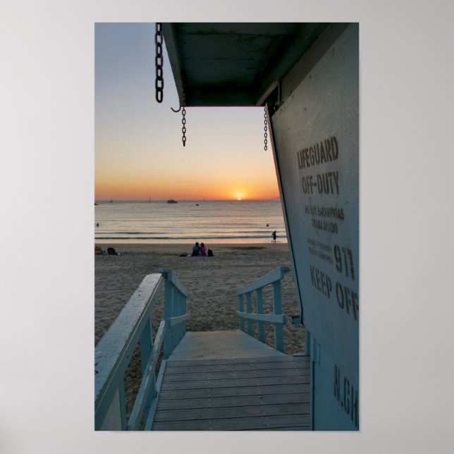 Lifeguard Torn vid Sunset - Venedig Beach, CA Poster (Framsidan)