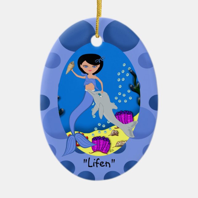Lifen Blue Sjöjungfru Ornament (Framsidan)