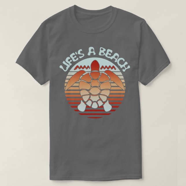 Lifes a Beach Retro Sea Turtle T Shirt (Design framsida)