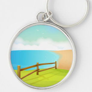 Lifes a Beach Rund Silverfärgad Nyckelring