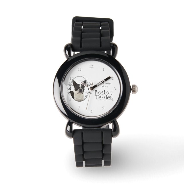 Life's Better Boston Terrier Watch Armbandsur (Framsida)