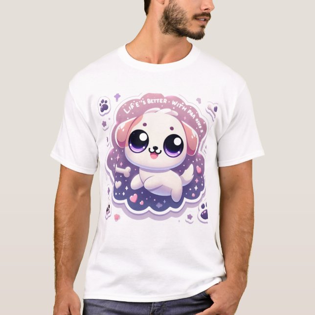 Life's Better with Tass Kawaii Puppy Djurälskare T Shirt (Framsida)