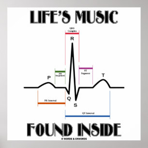 Life's Music Found Inside (ECG/EKG-pulsslag) Poster