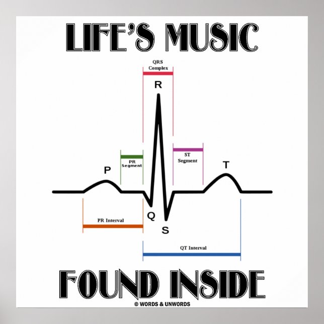 Life's Music Found Inside (ECG/EKG-pulsslag) Poster (Framsidan)