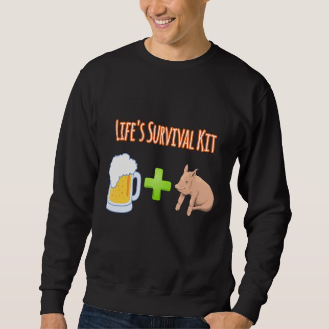 Life's Survival Kit Beer Plus Grisar Design Lång Ärmad Tröja (Framsida)