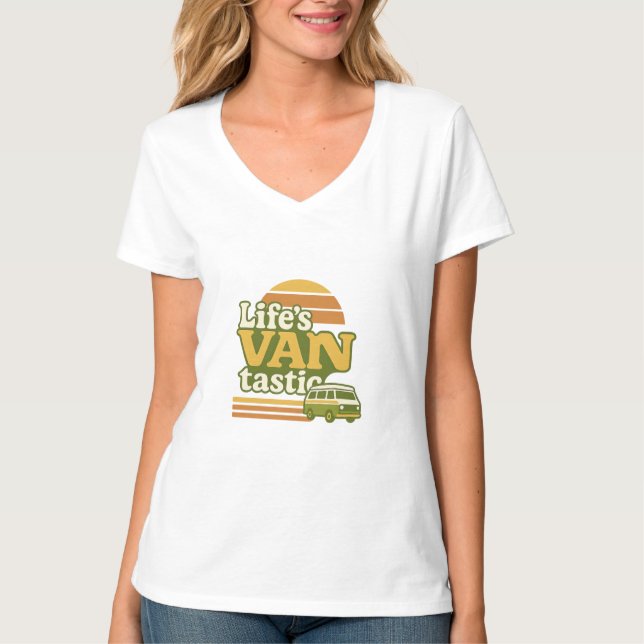 Life's VANtastic Retro 70s Van Graphic T Shirt (Framsida)