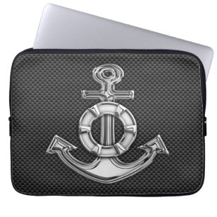 Lifesaver Anchor on Carbon Fiber Stil Decor Laptop Fodral