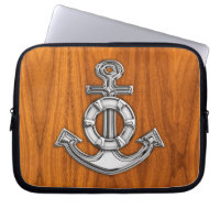 Lifesaver Chrome Anchor på Teak Veneer Stilar