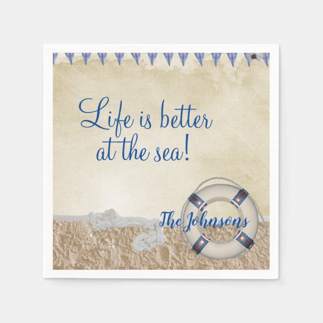 Lifesaver på sand pappersservett (Framsidan)