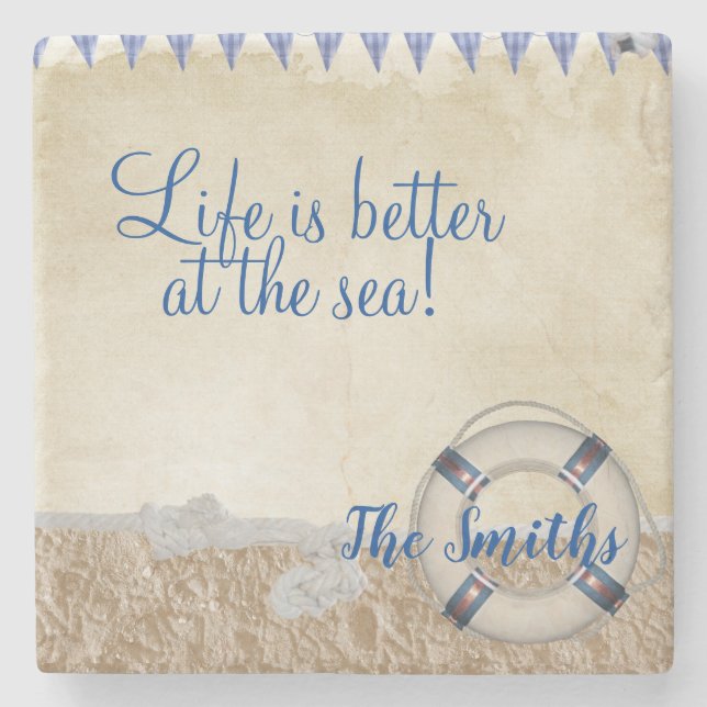 Lifesaver på sand stenunderlägg (Framsidan)