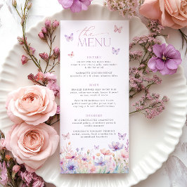 Lifetime of Butterflies Pastel Bridal Shower Menu Meny