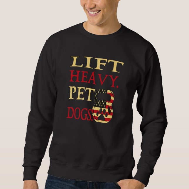 Lift Heavy Pet Dogs American Bodybuilding Kettlebe Lång Ärmad Tröja (Framsida)