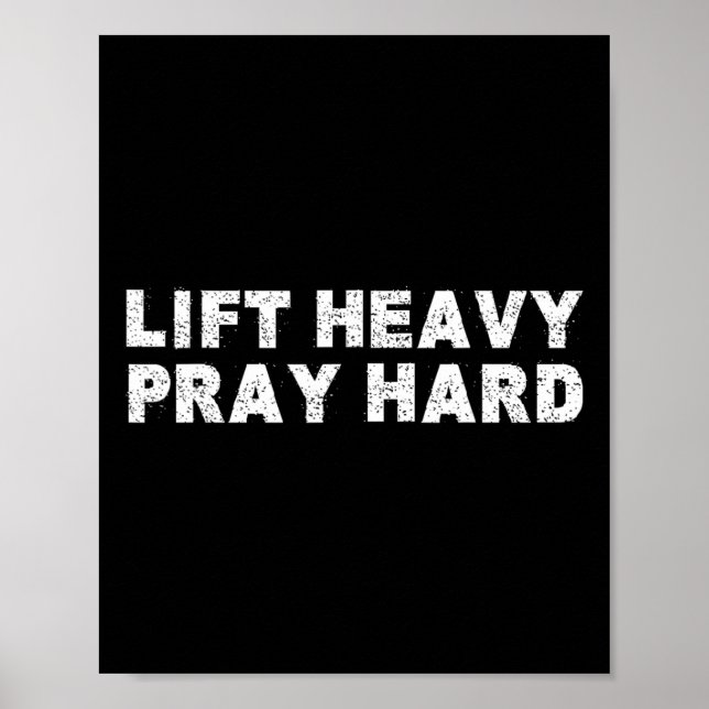 Lift Heavy Pray Hard Fitness Bodybuilding Jesus Fa Poster (Framsidan)