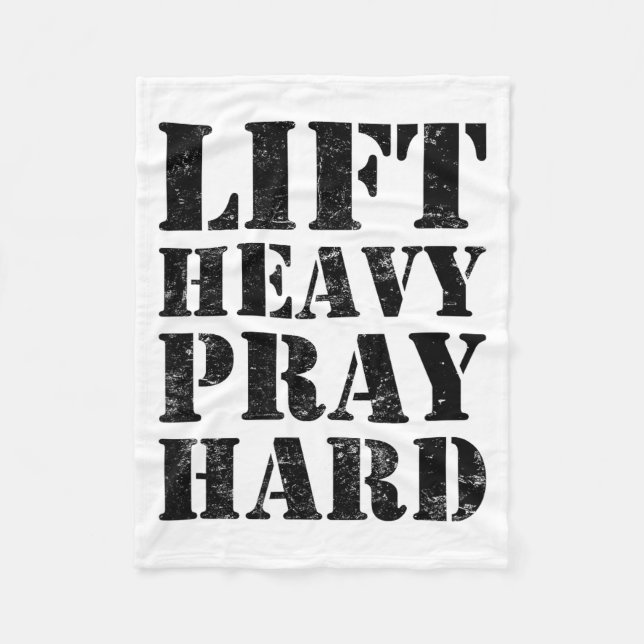 Lift Heavy Pray Hard Gym Christian Quote  Fleecefilt (Framsidan)