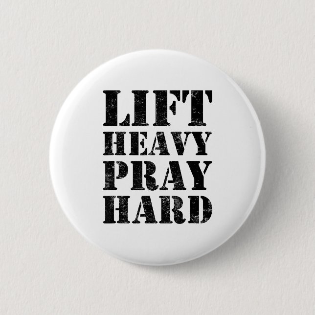Lift Heavy Pray Hard Gym Christian Quote  Knapp (Framsida)