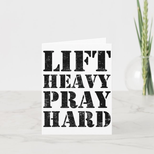 Lift Heavy Pray Hard Gym Christian Quote  Kort (Framsida)