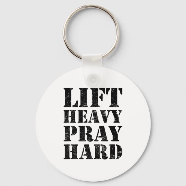 Lift Heavy Pray Hard Gym Christian Quote  Nyckelring (Framsida)