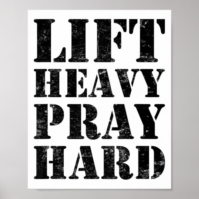 Lift Heavy Pray Hard Gym Christian Quote  Poster (Framsidan)