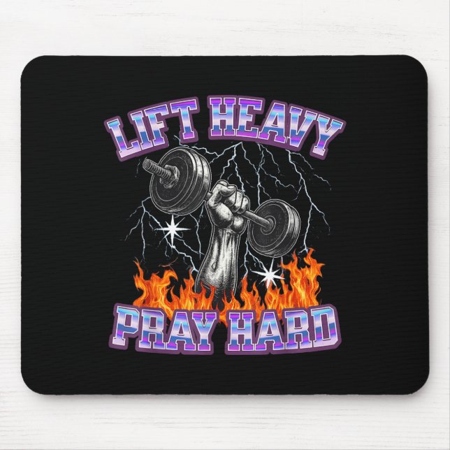 Lift Heavy Pray Hard Gym Christian Workout Men Wom Musmatta (Framsidan)
