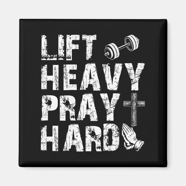 Lift Heavy Pray Hard Gym Workout Christian Gift On Magnet (Framsidan)