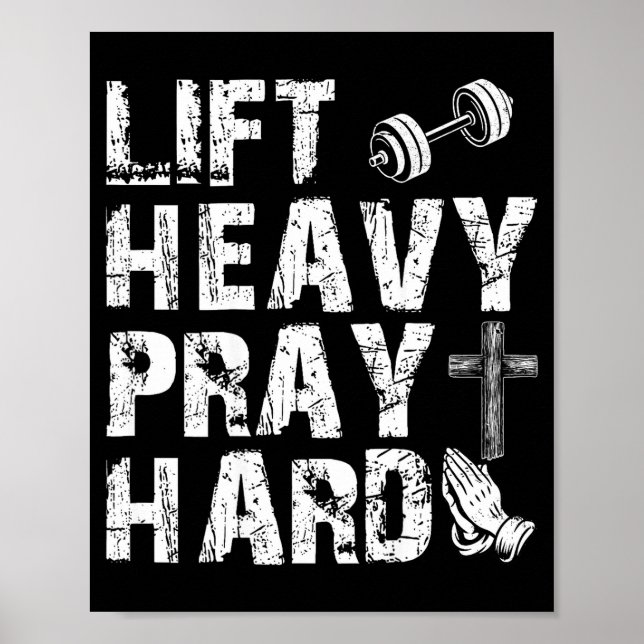 Lift Heavy Pray Hard Gym Workout Christian Gift On Poster (Framsidan)