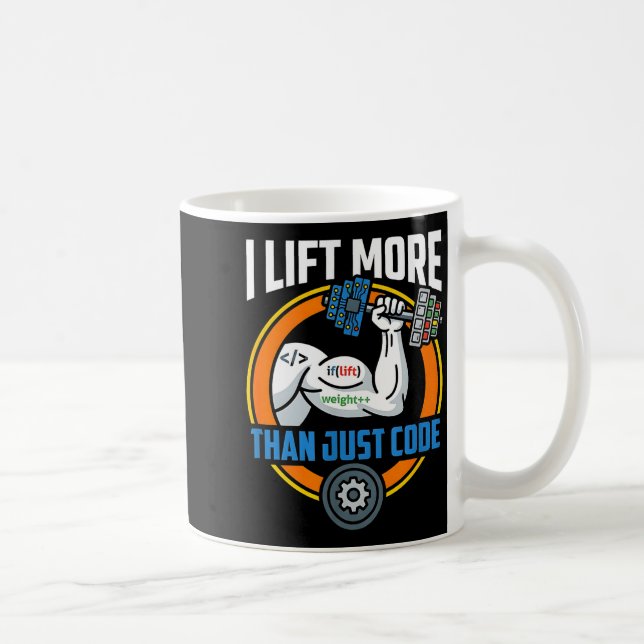 Lift more than code funny programmer developer fit kaffemugg (Höger)