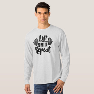 Lift Smile Repeat Gym Motivation Weightlifting Str T Shirt