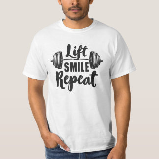 Lift Smile Repeat Gym Motivation Weightlifting Str T Shirt
