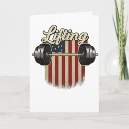 Lifting Barbell American Flag Gym Vintage USA Kort