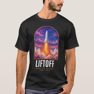 Liftoff Målade Raketuppskjutning Solnedgång Grafik T Shirt