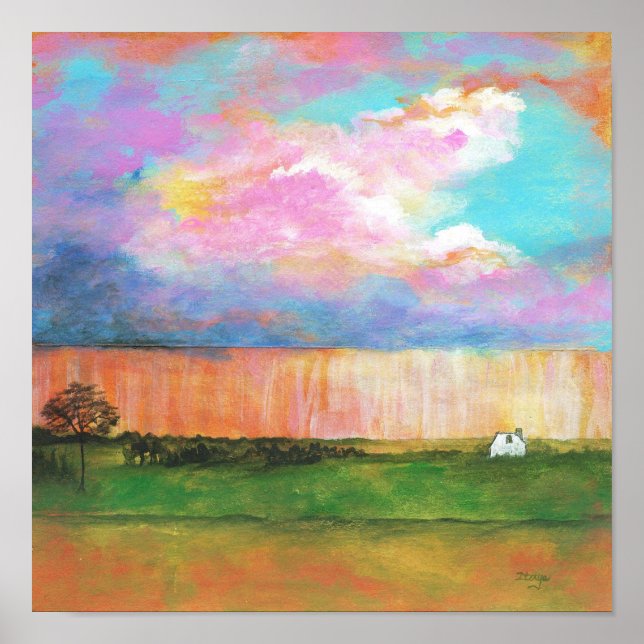 Ligcape Art Painting Rainstorm Tiny Farm House Poster (Framsidan)