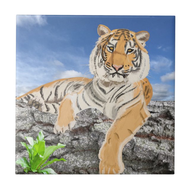 Ligga Tiger Keramisk Kakel (Framsidan)