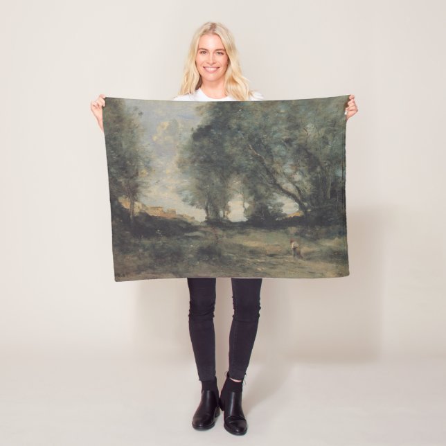 Liggande (av Camille Corot) Fleecefilt (På plats)