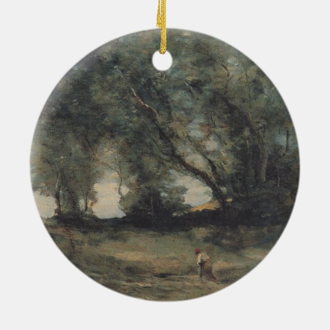 Liggande (av Camille Corot) Julgransprydnad Keramik (Baksidan)