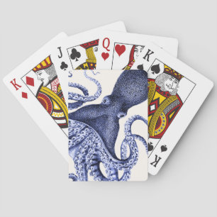 Liggande blå Octopus Casinokort