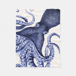 Liggande blå Octopus Fleecefilt