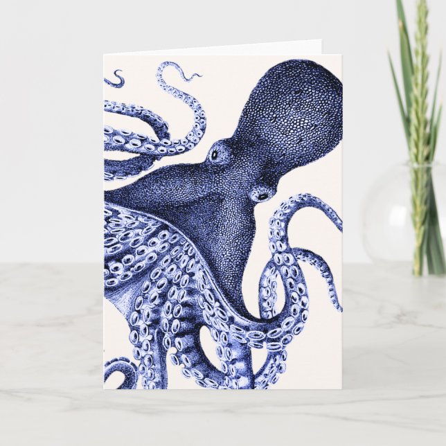 Liggande blå Octopus Kort (Framsida)