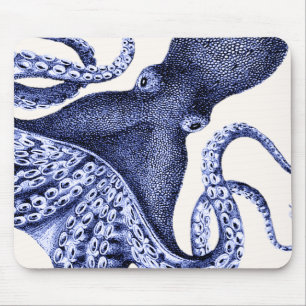Liggande blå Octopus Musmatta