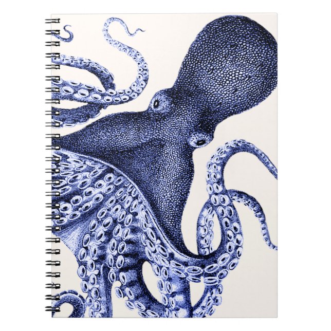Liggande blå oktopus anteckningsbok (Framsidan)