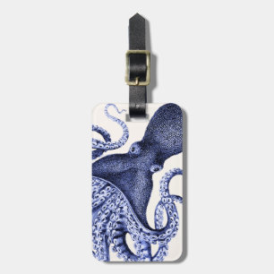 Liggande blå oktopus bagagebricka