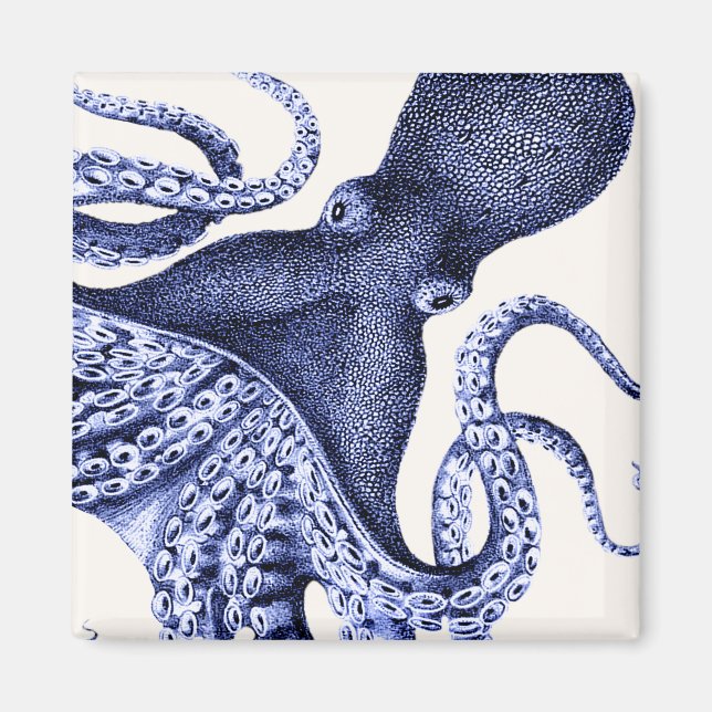 Liggande blå oktopus magnet (Framsidan)