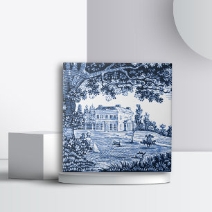 Liggande Blue Victorian Home Kakelplatta