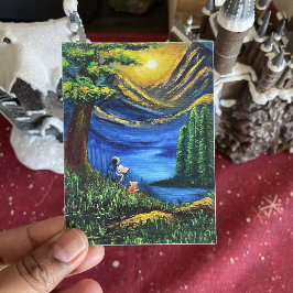 Liggande brant Färg Solnedtonsläsning av fin konst Poster