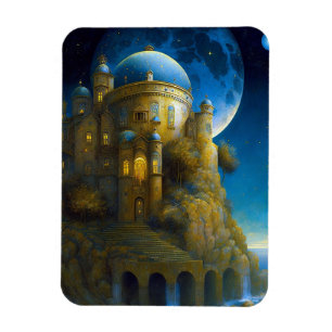 Liggande Castle Fantasy Måne Magnet