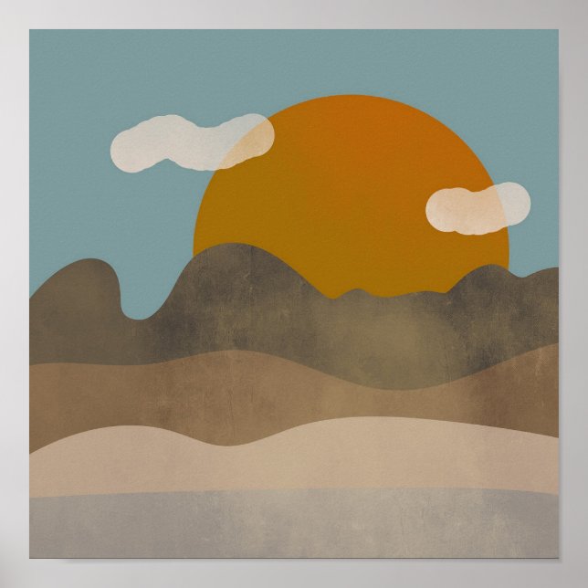 Liggande enkel Boho Teckning Boho Chic Aesthetic Poster (Framsidan)