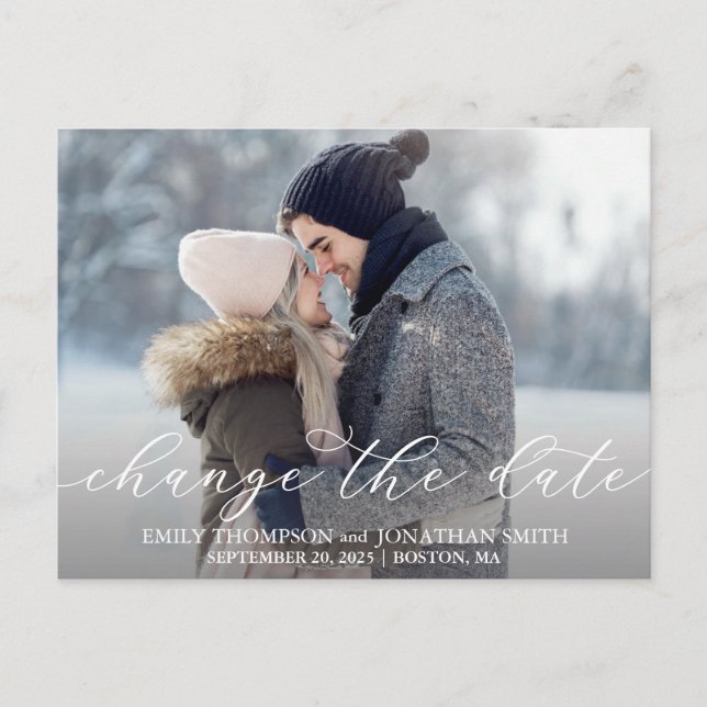 Liggande foto Bröllop ändrar datum för vykort (Framsida)