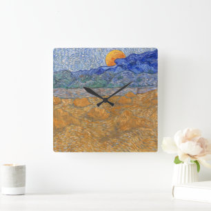 Liggande kväll med Stigning Måne av Van Gogh Fyrkantig Klocka