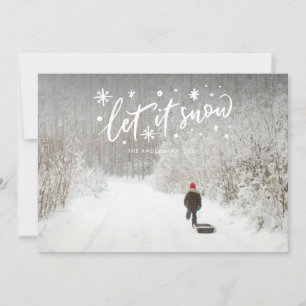 Liggande Låt det snöa Julfoto Julkort