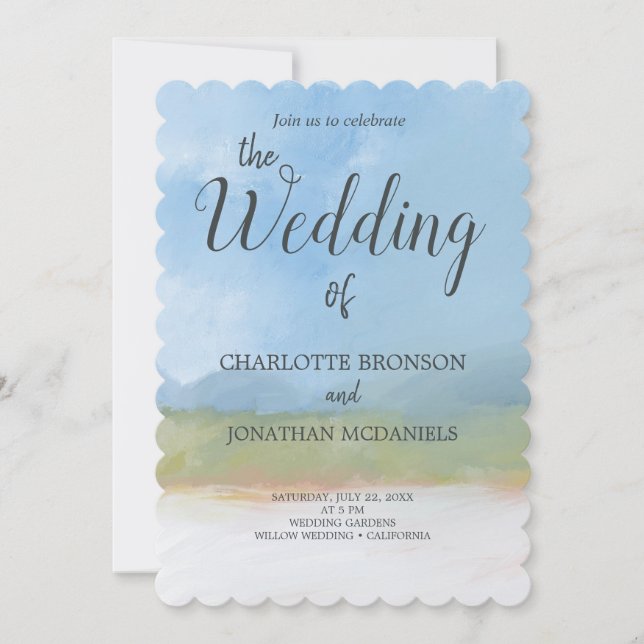 Liggande liggande Blå himmel Bröllop Inbjudningar (Framsida)