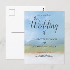 Liggande liggande Blå himmel Bröllop Vykort